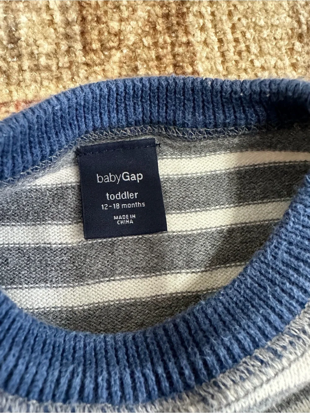 Baby Gap Toddler Boy Knit Sweater 12-18 Months Striped Crewneck Cotton